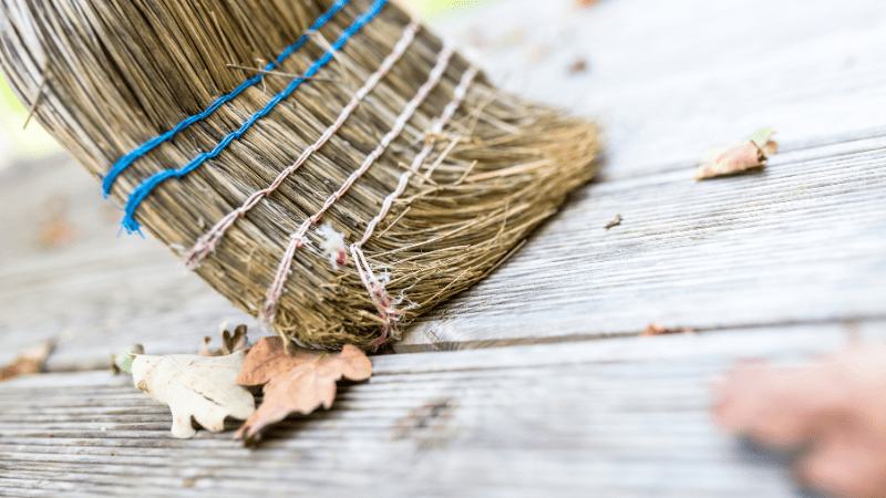 sweeping the porch